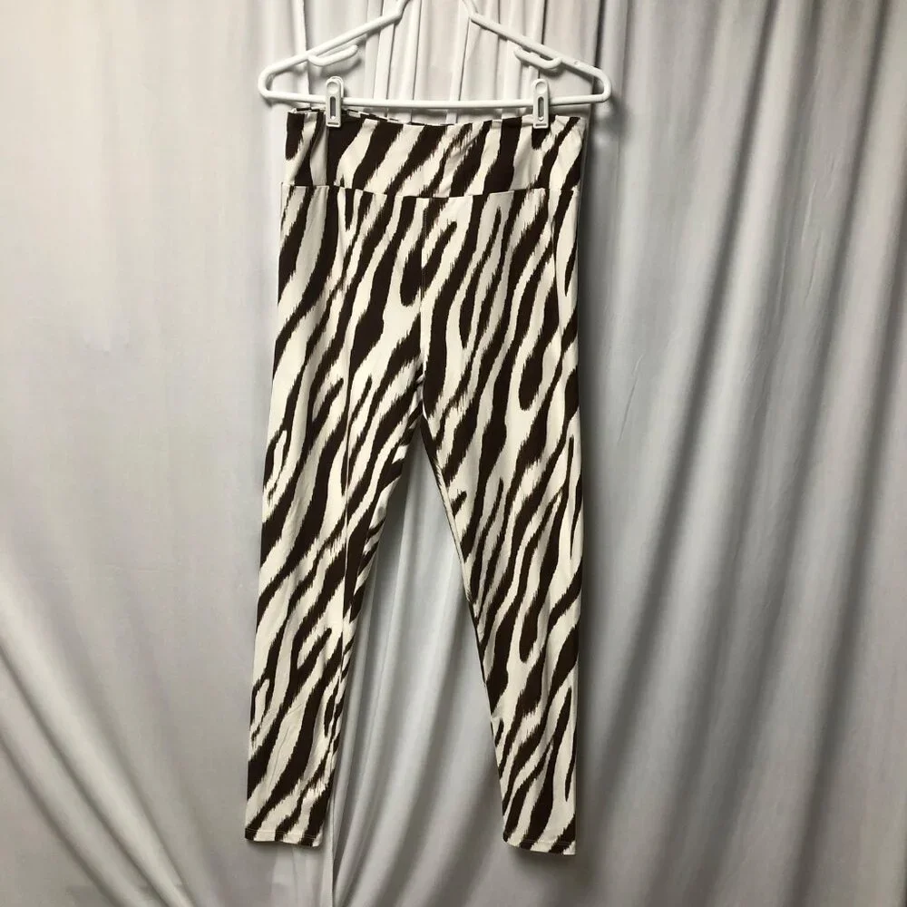 LuLaRoe Zebra Print Leggings Womens Tall Curvy Brown White Stretchy Soft Pants